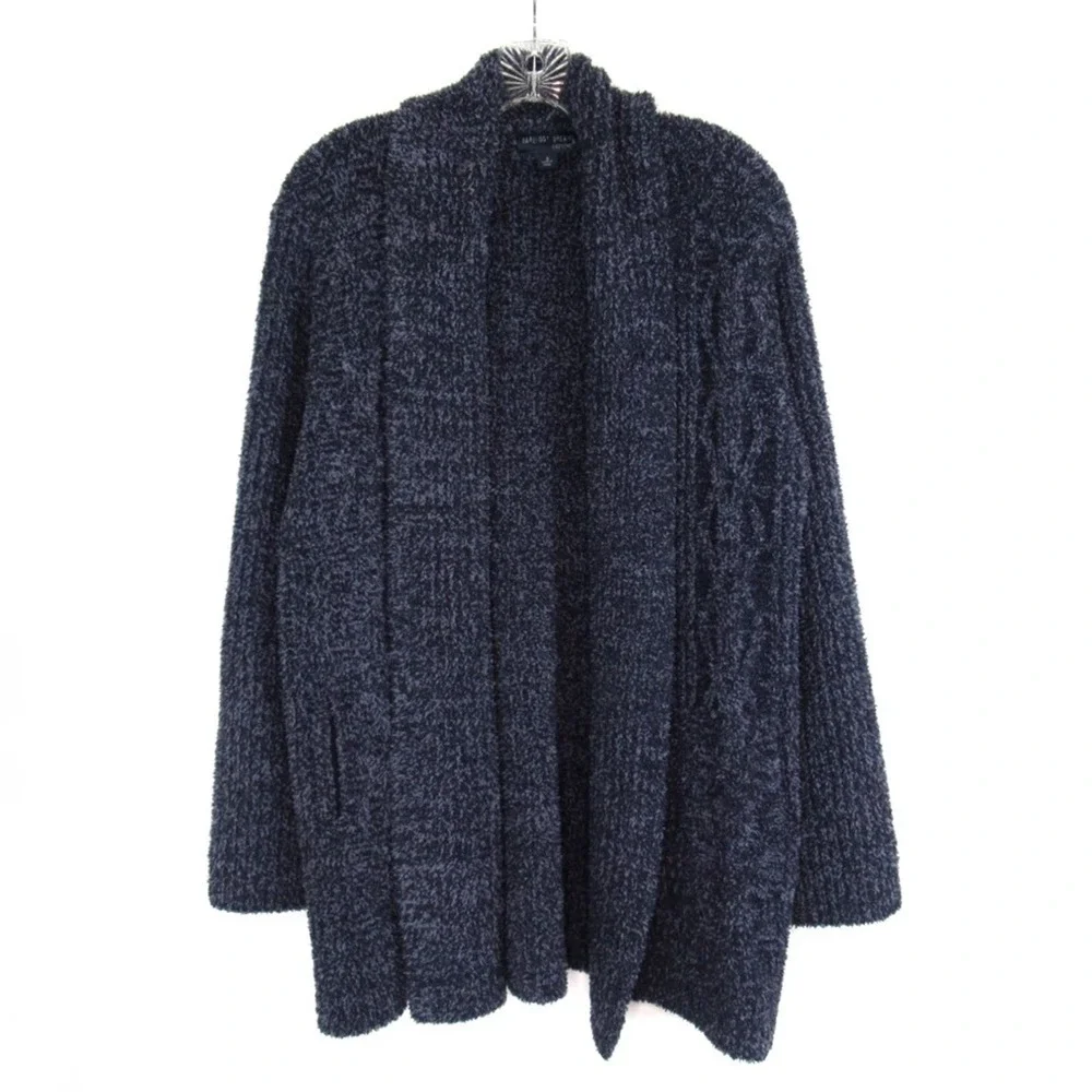 BAREFOOT DREAMS Blue CozyChic Cabin Cable Knit Cardigan Women’s Size Small